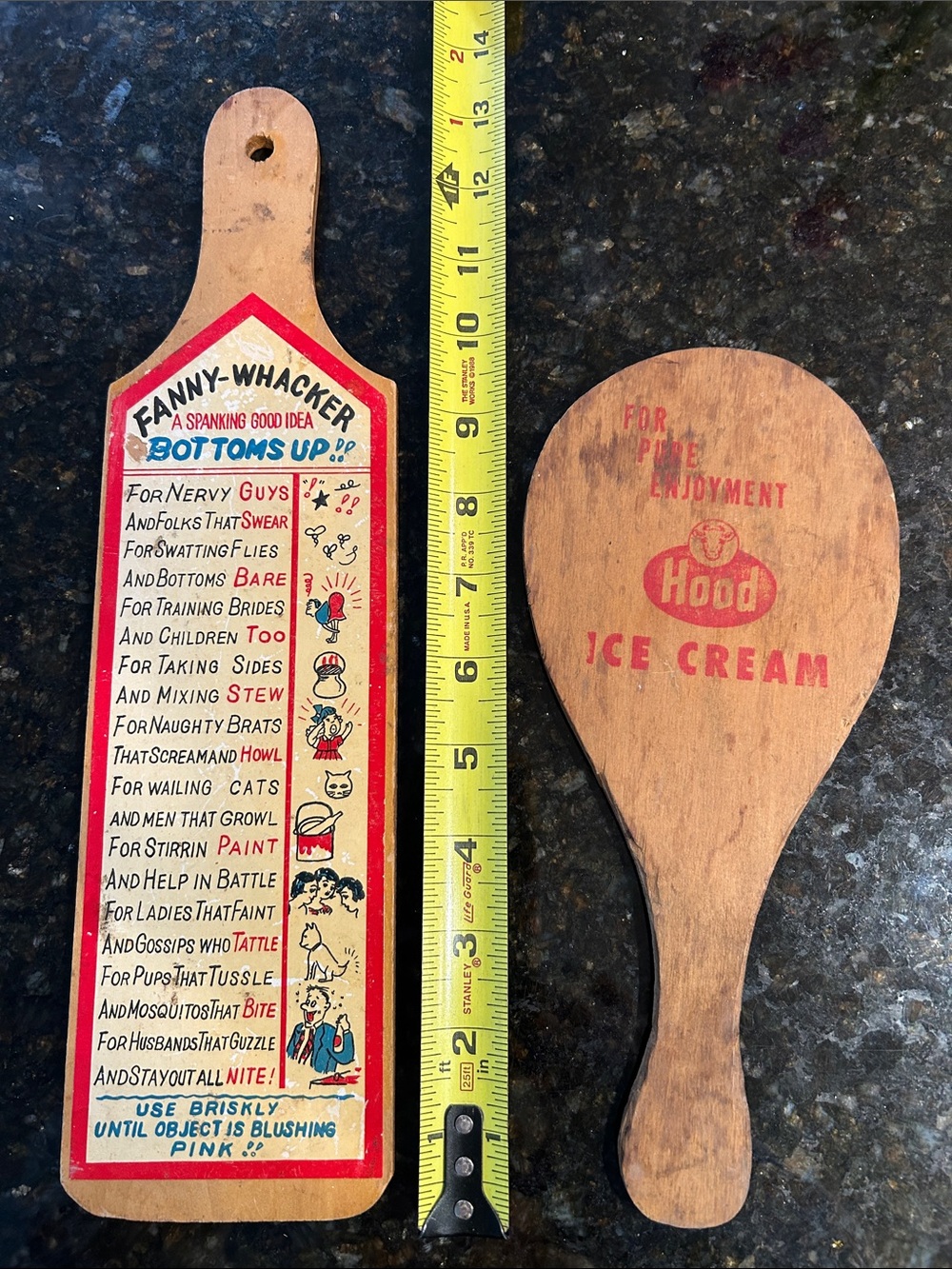 Set of two wooden paddles, antique vintage collectible